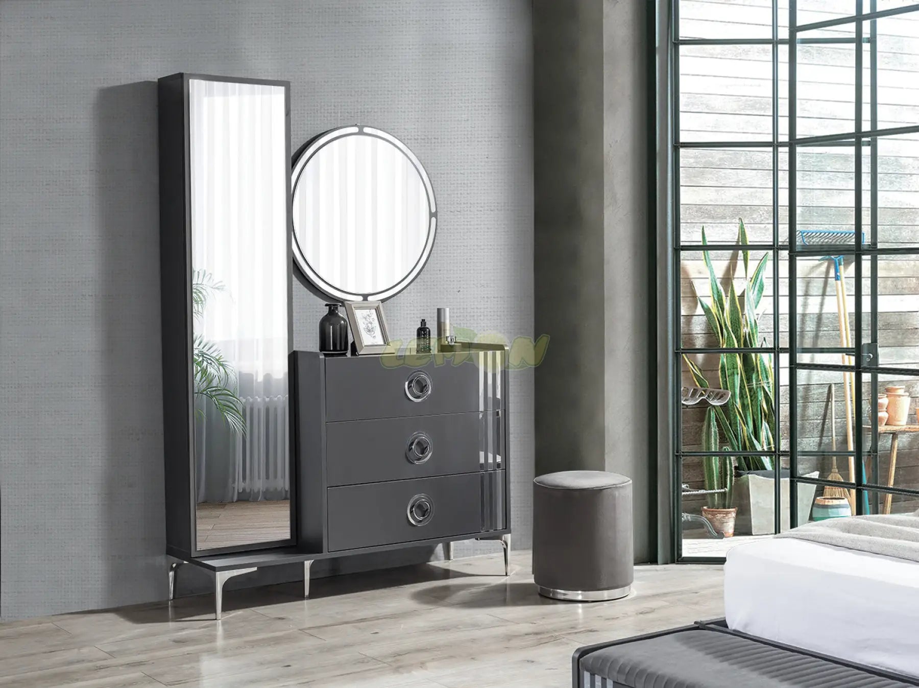 Alya Antrazit Schlafzimmer Set