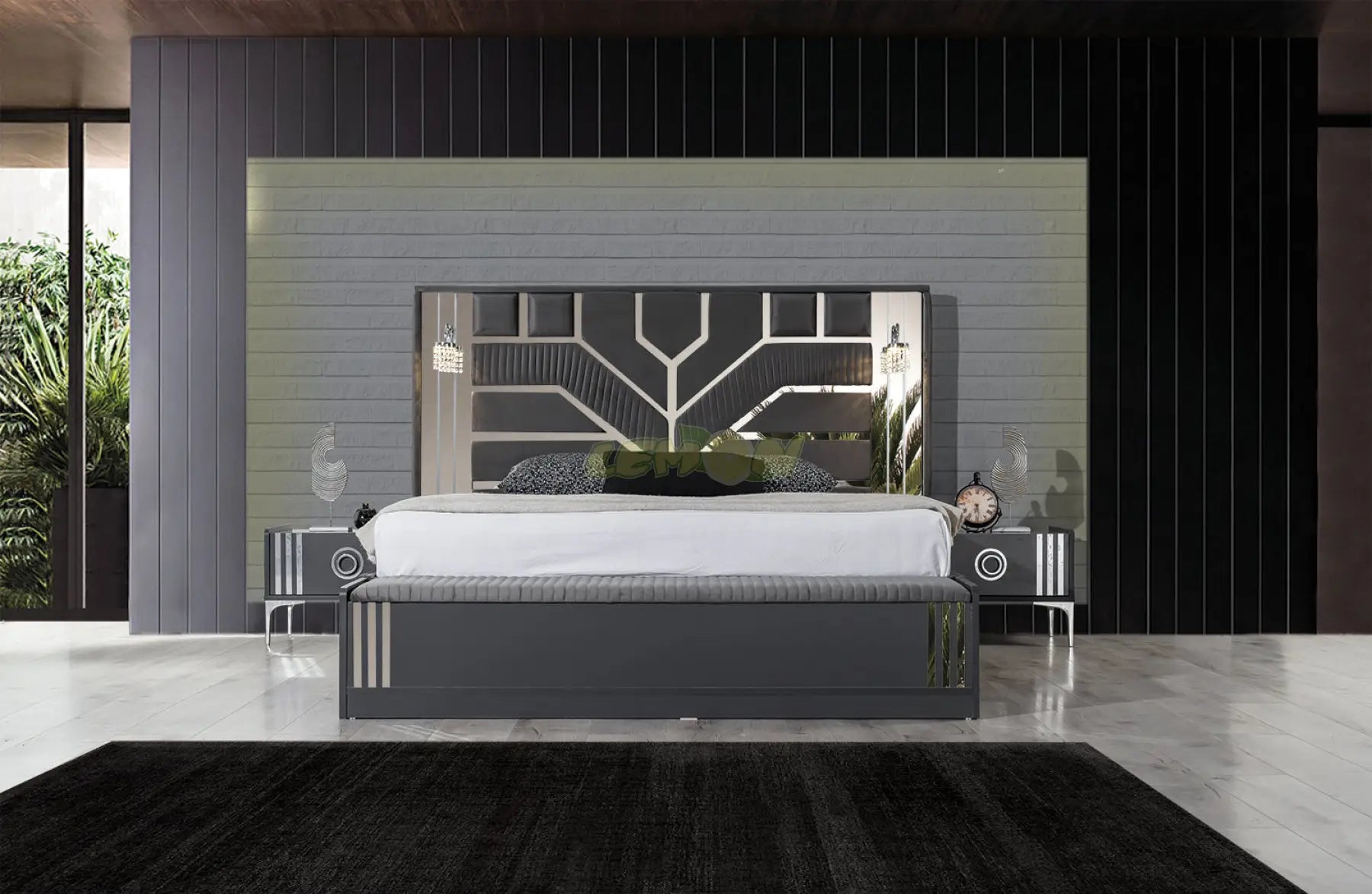 Alya Antrazit Schlafzimmer Set