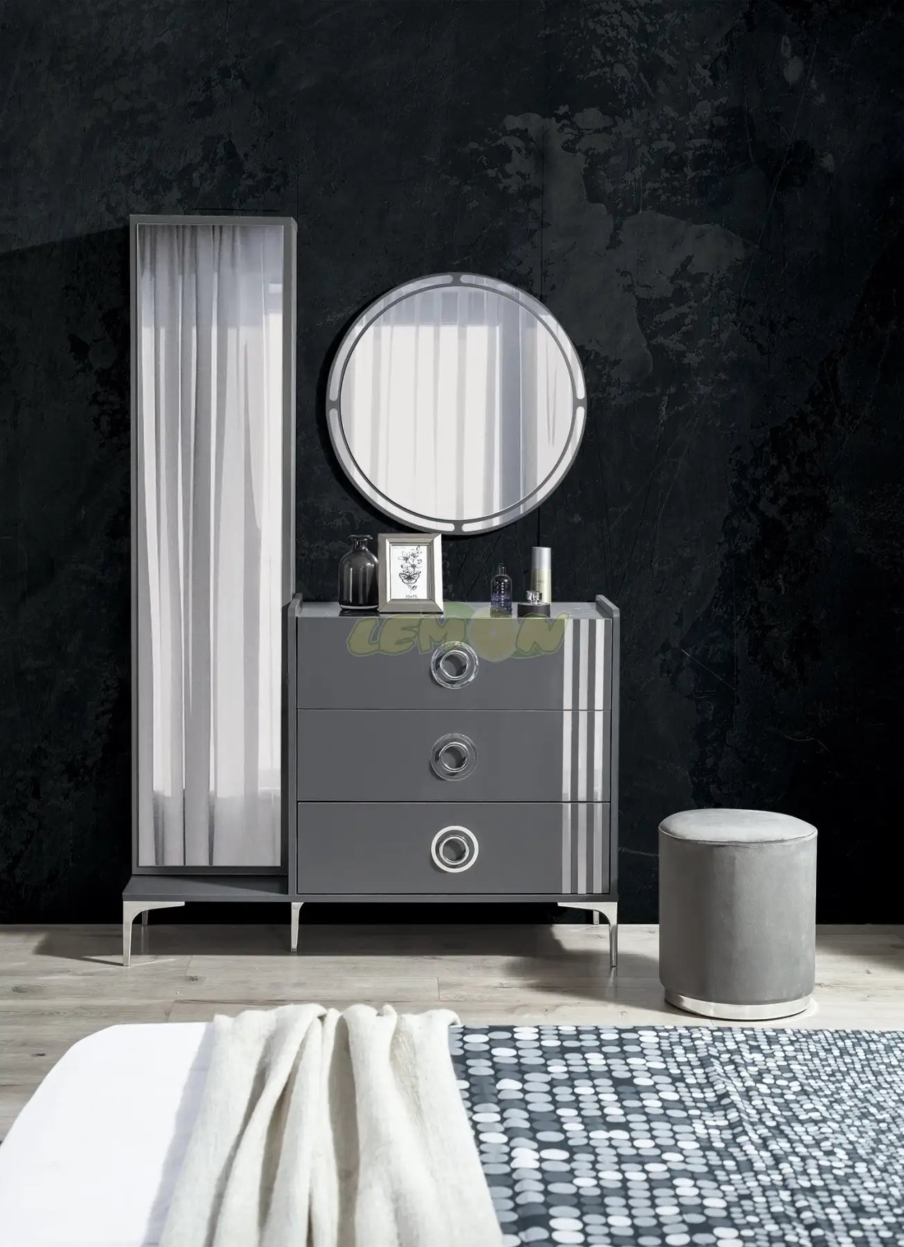 Alya Antrazit Schlafzimmer Set