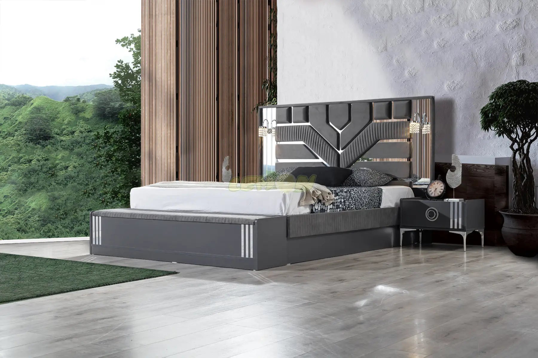 Alya Antrazit Schlafzimmer Set