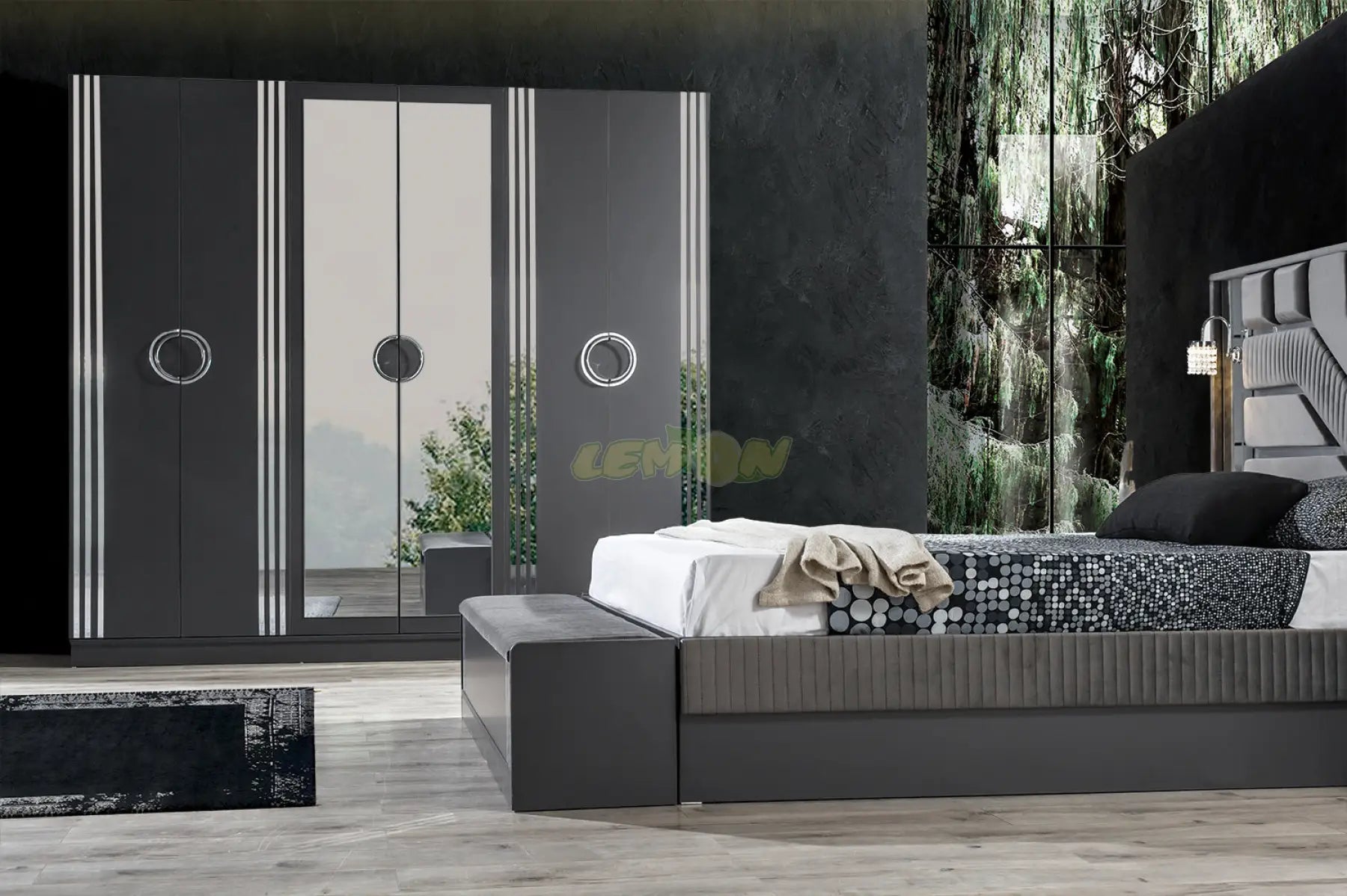 Alya Antrazit Schlafzimmer Set