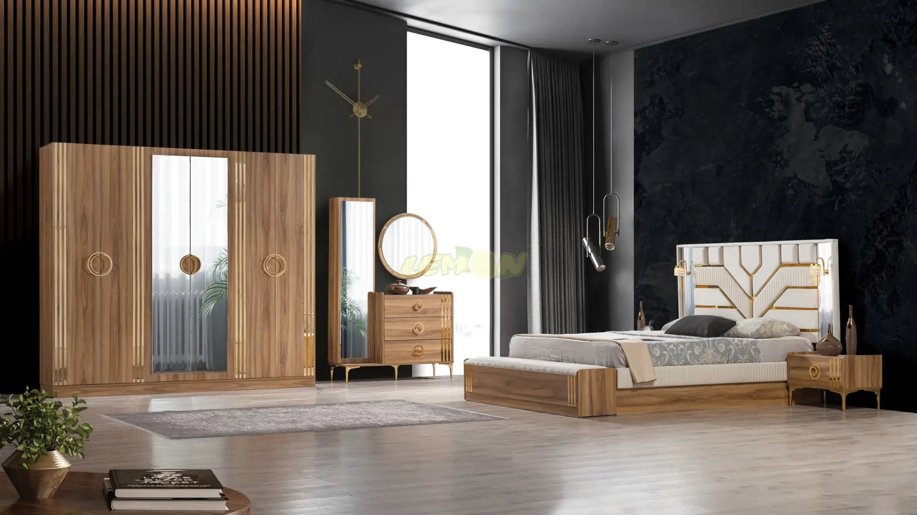 Alya Walnuss Schlafzimmer Set