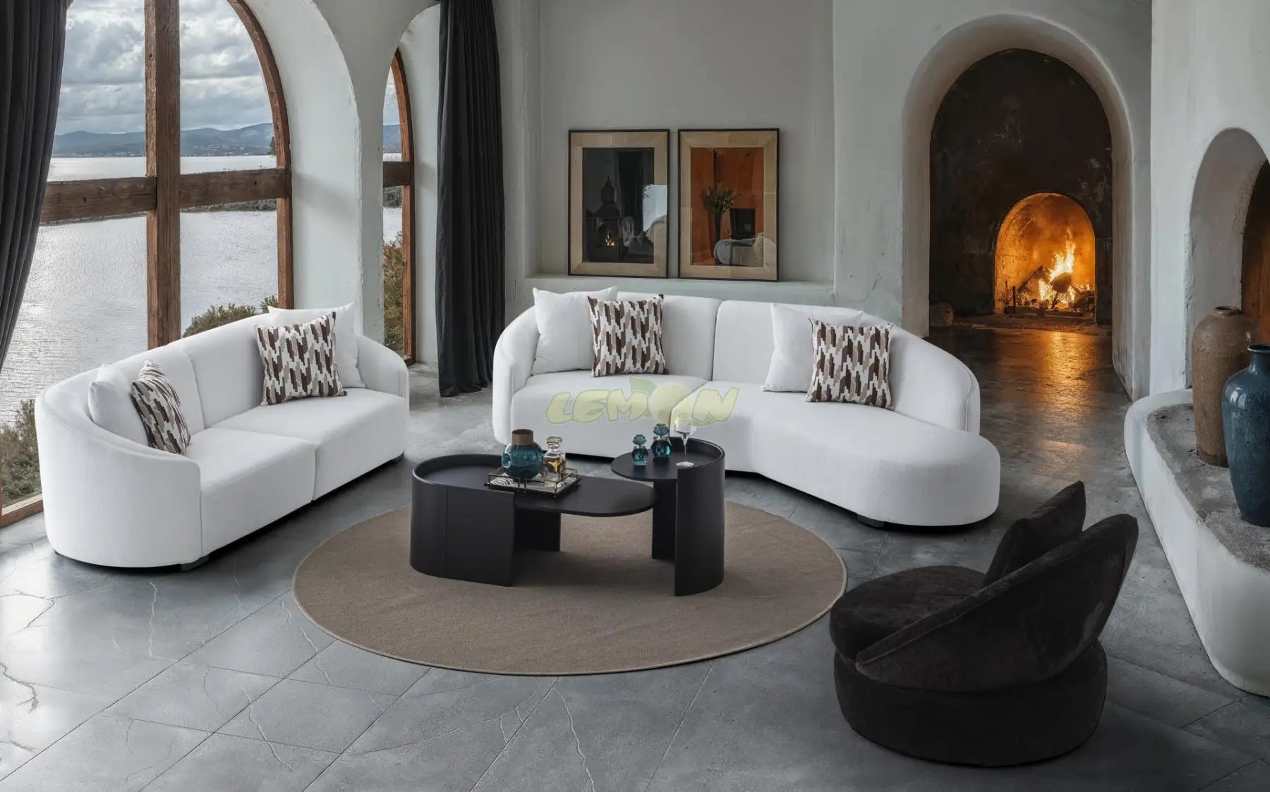 Maybach Wallnuss Sofa Set